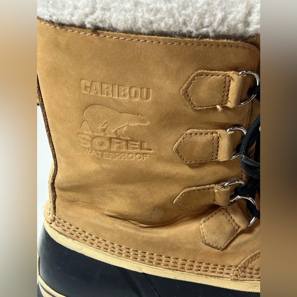 Size 10 Sorel Caribou Fleece Lined Men’s Waterproof Leather Boot Winter Warm - Picture 5 of 15